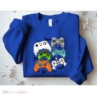 Video Game Halloween Skeleton Zombie Gaming Controllers Gift Sweatshirt thumb 2