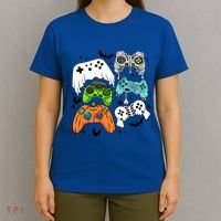 Video Game Halloween Skeleton Zombie Gaming Controllers Gift T-Shirt thumb 4