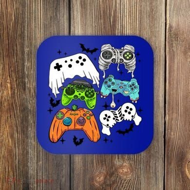 Video Game Halloween Skeleton Zombie Gaming Controllers Gift Coaster
