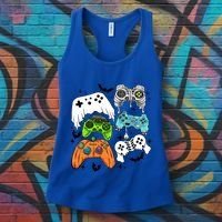 Video Game Halloween Skeleton Zombie Gaming Controllers Gift Women's Tank Top thumb 3