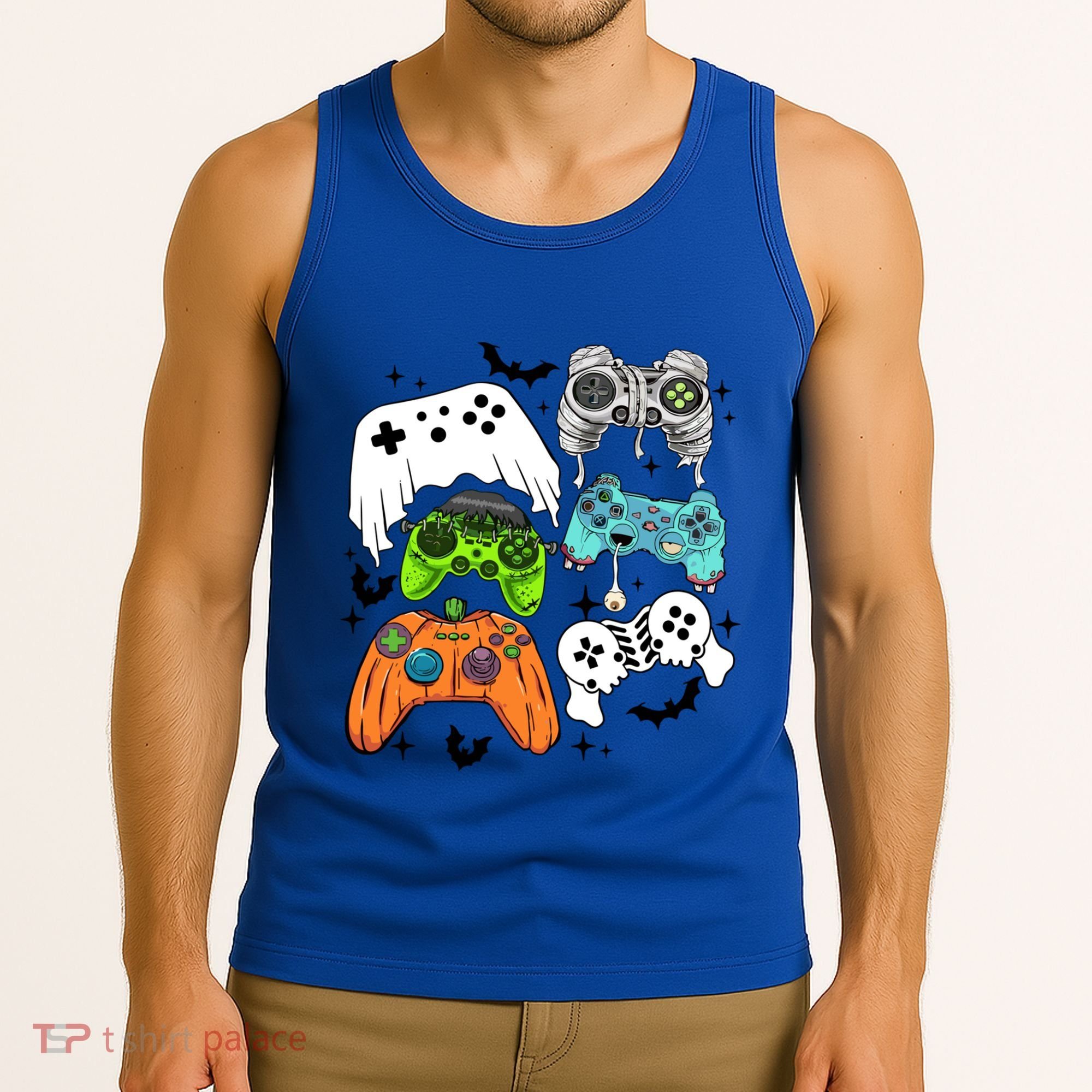 Video Game Halloween Skeleton Zombie Gaming Controllers Gift Tank Top