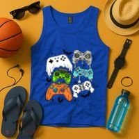Video Game Halloween Skeleton Zombie Gaming Controllers Gift Tank Top thumb 4