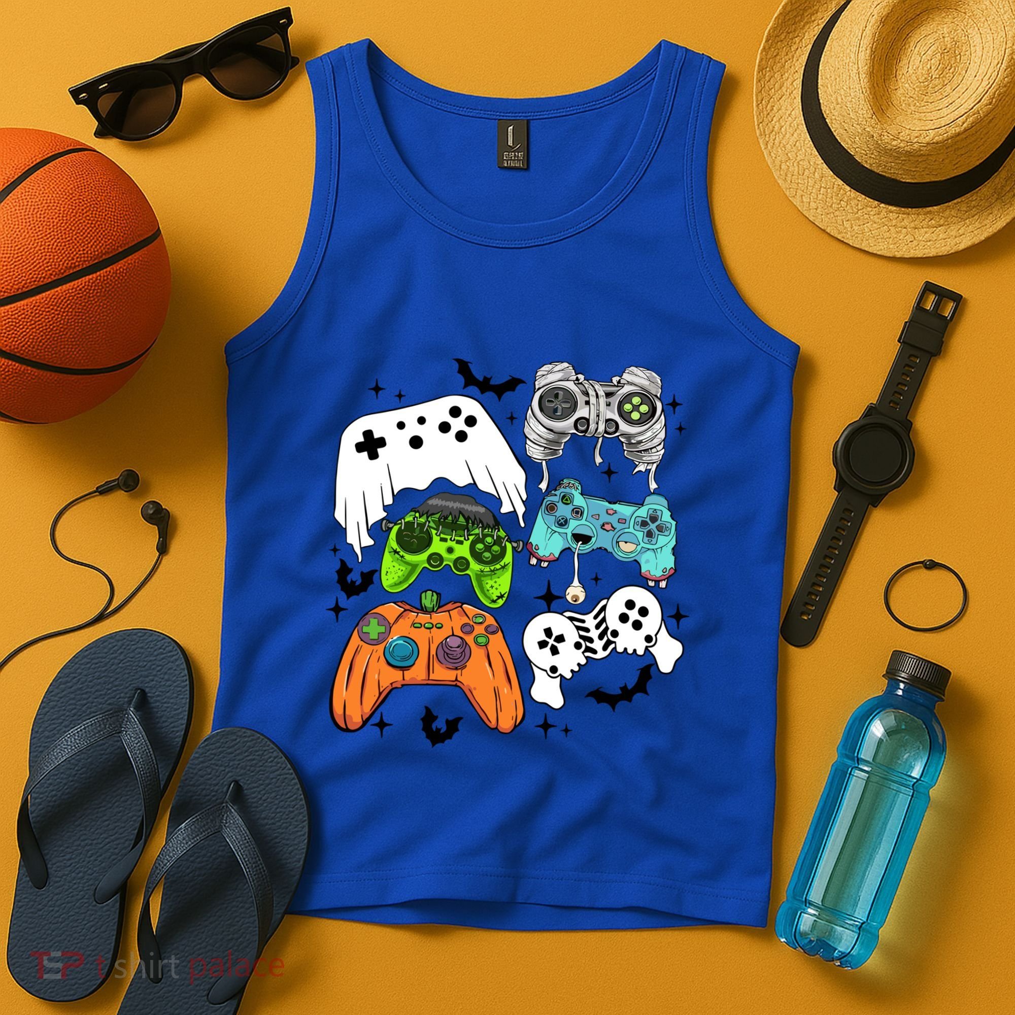 Video Game Halloween Skeleton Zombie Gaming Controllers Gift Tank Top