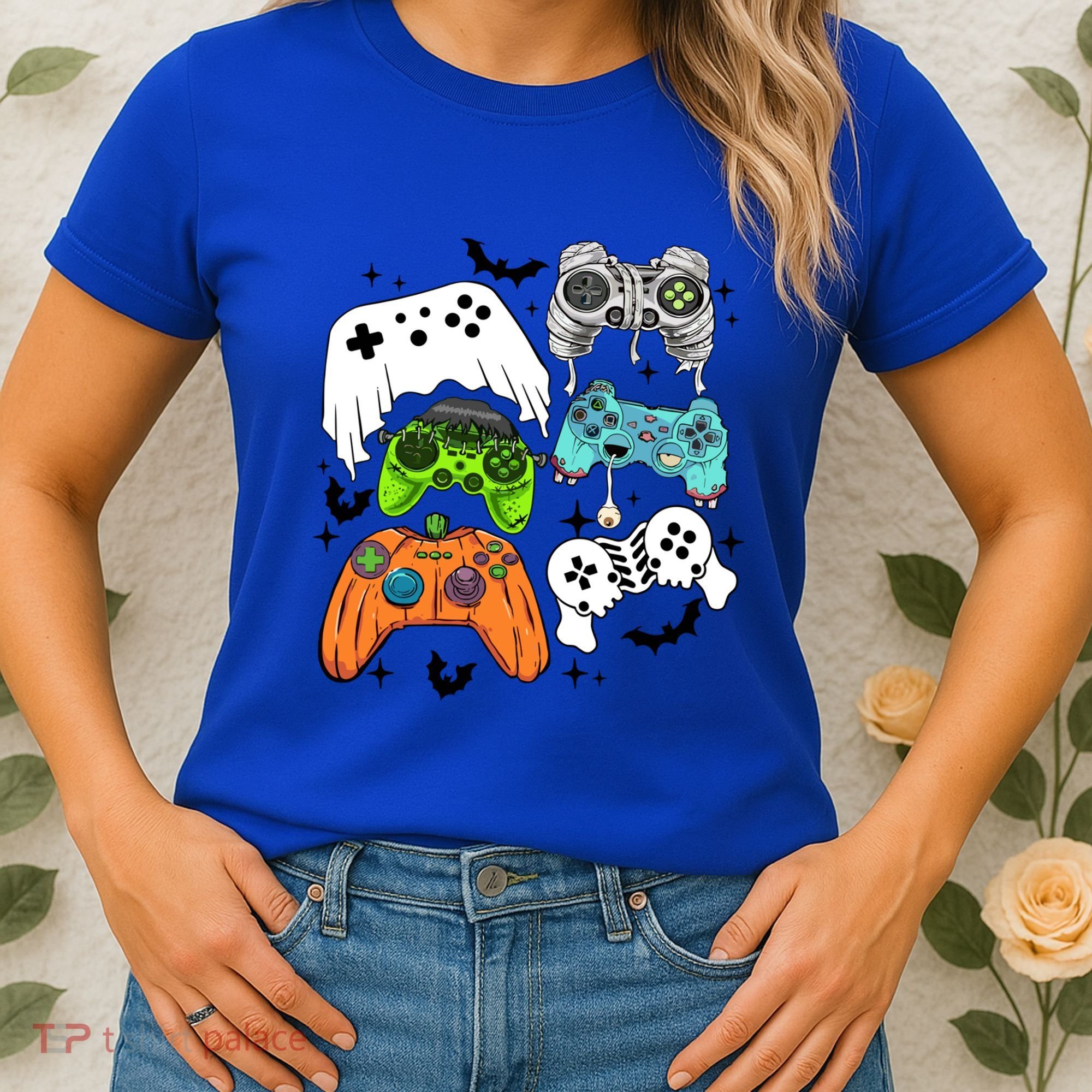 Video Game Halloween Skeleton Zombie Gaming Controllers Gift Women's T-Shirt