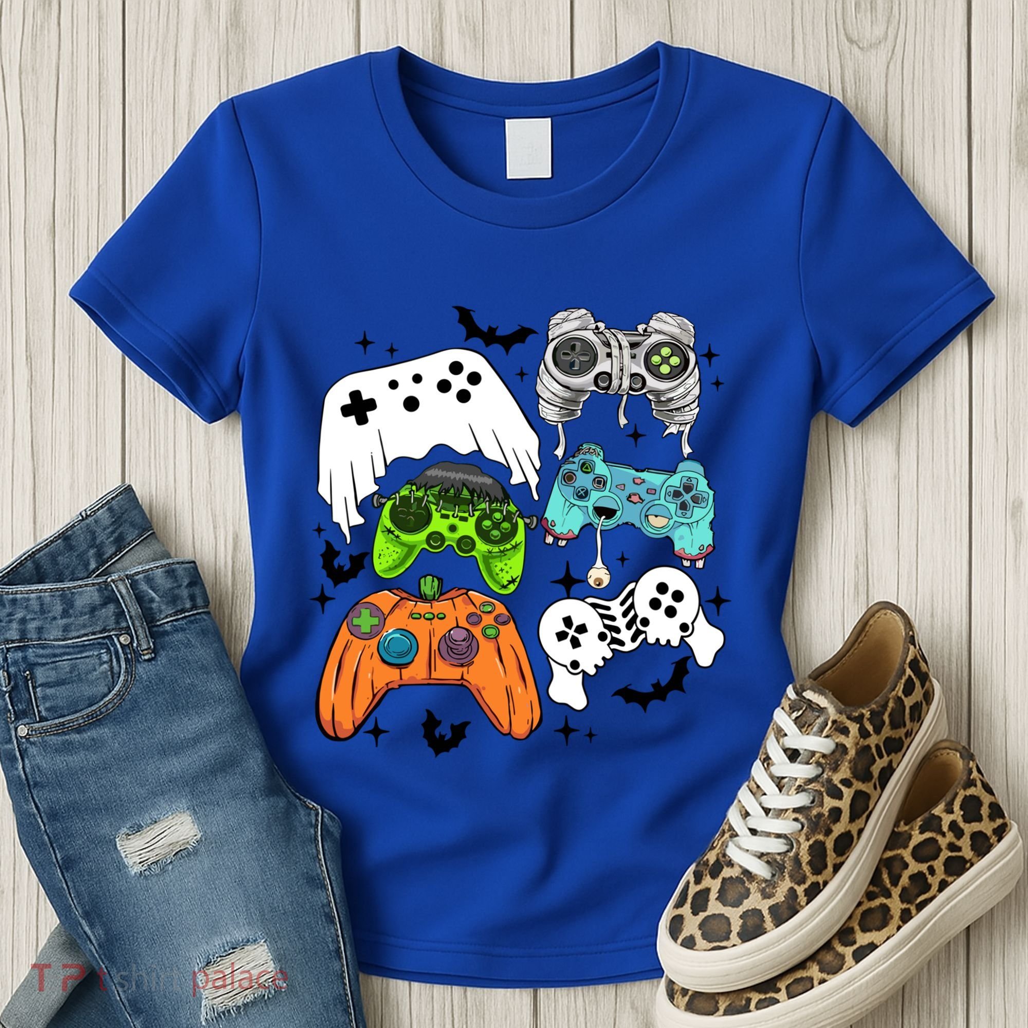Video Game Halloween Skeleton Zombie Gaming Controllers Gift Women's T-Shirt