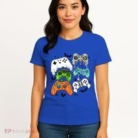 Video Game Halloween Skeleton Zombie Gaming Controllers Gift Women's T-Shirt thumb 4