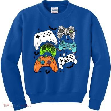 Video Game Halloween Skeleton Zombie Gaming Controllers Gift Kids Sweatshirt