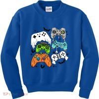 Video Game Halloween Skeleton Zombie Gaming Controllers Gift Kids Sweatshirt thumb 0