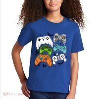 Video Game Halloween Skeleton Zombie Gaming Controllers Gift Kids T-Shirt thumb 2