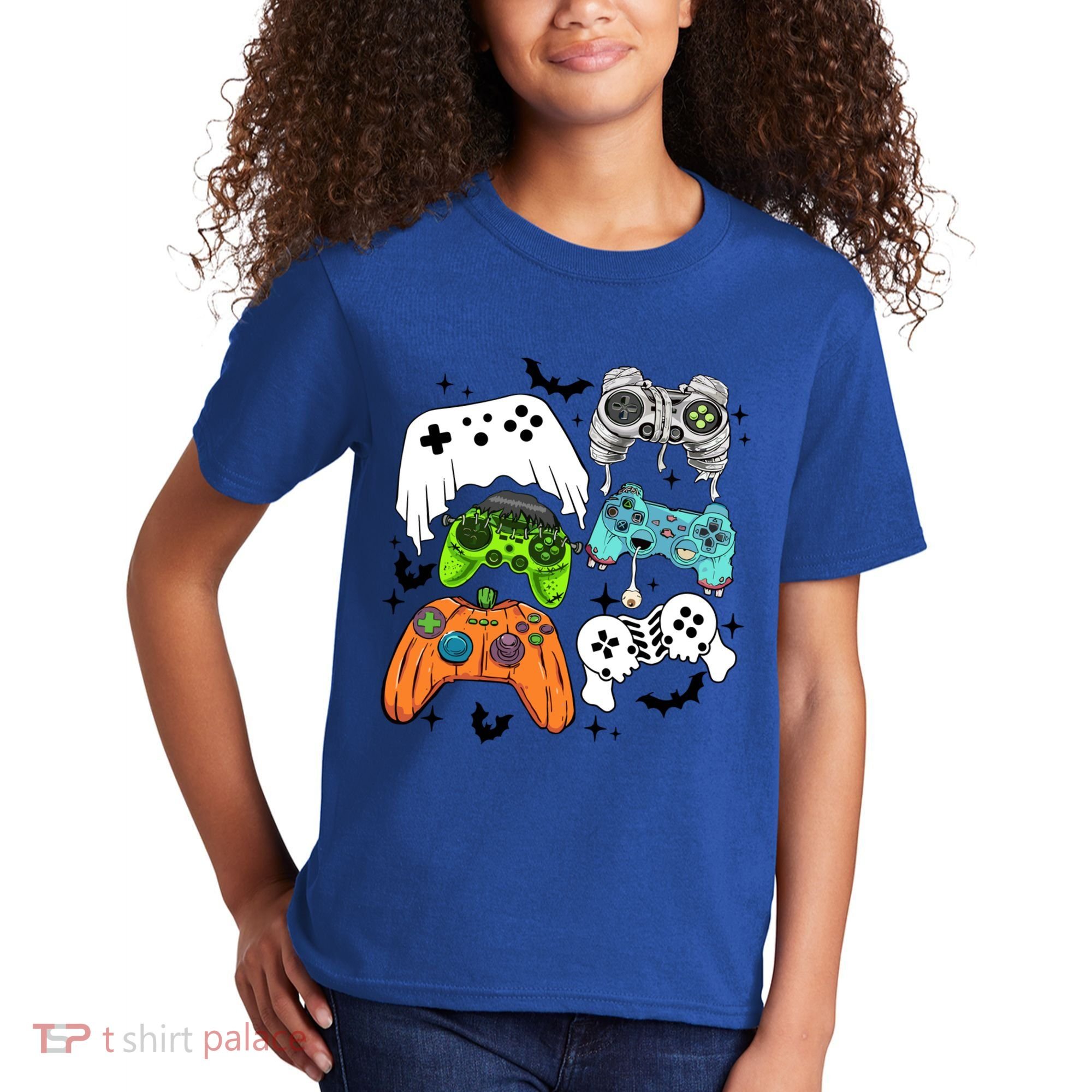 Video Game Halloween Skeleton Zombie Gaming Controllers Gift Kids T-Shirt