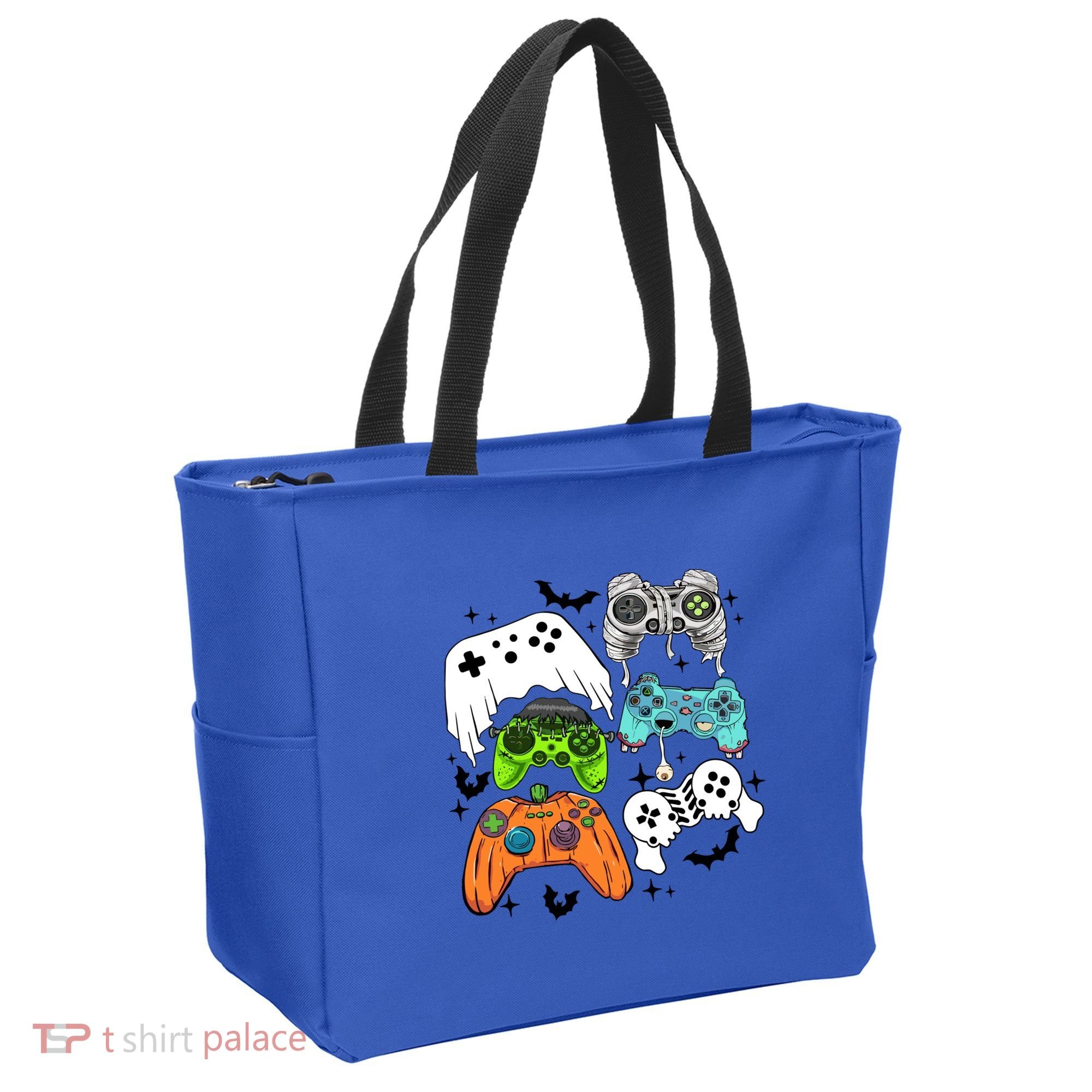 Video Game Halloween Skeleton Zombie Gaming Controllers Gift Tote Bag