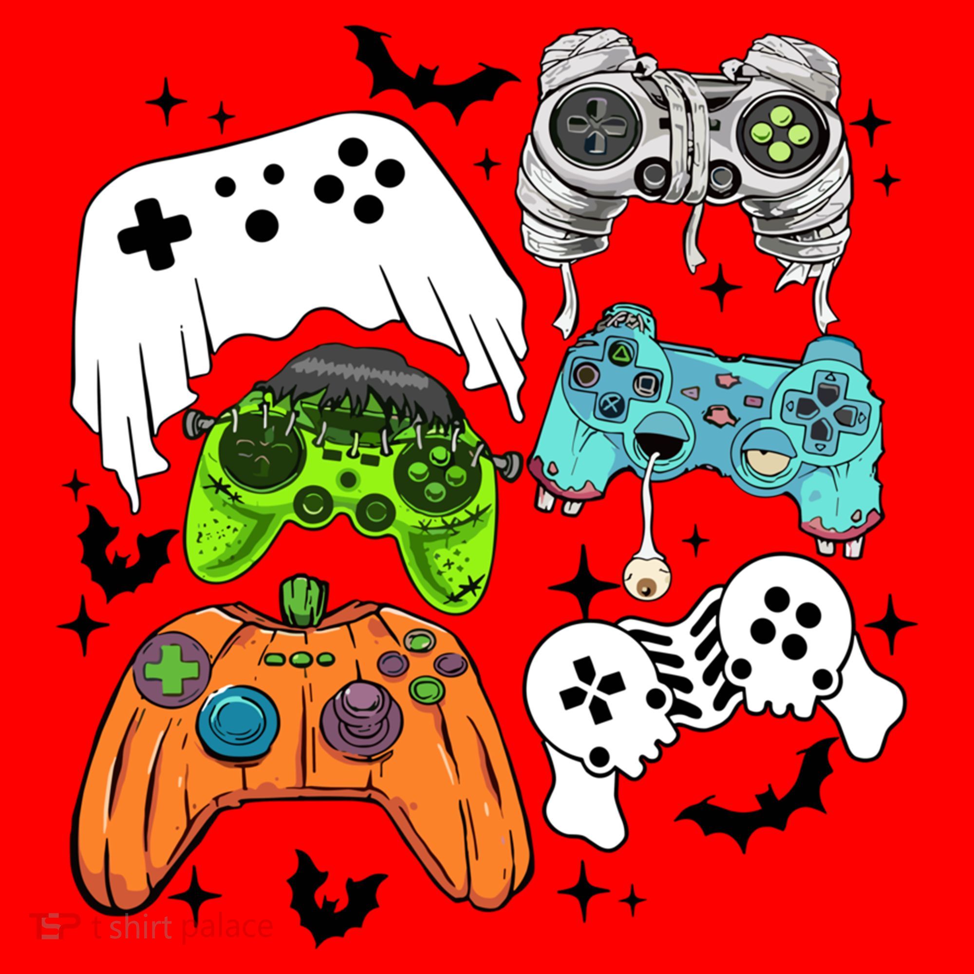 Video Game Halloween Skeleton Zombie Gaming Controllers Gift Santa Hat