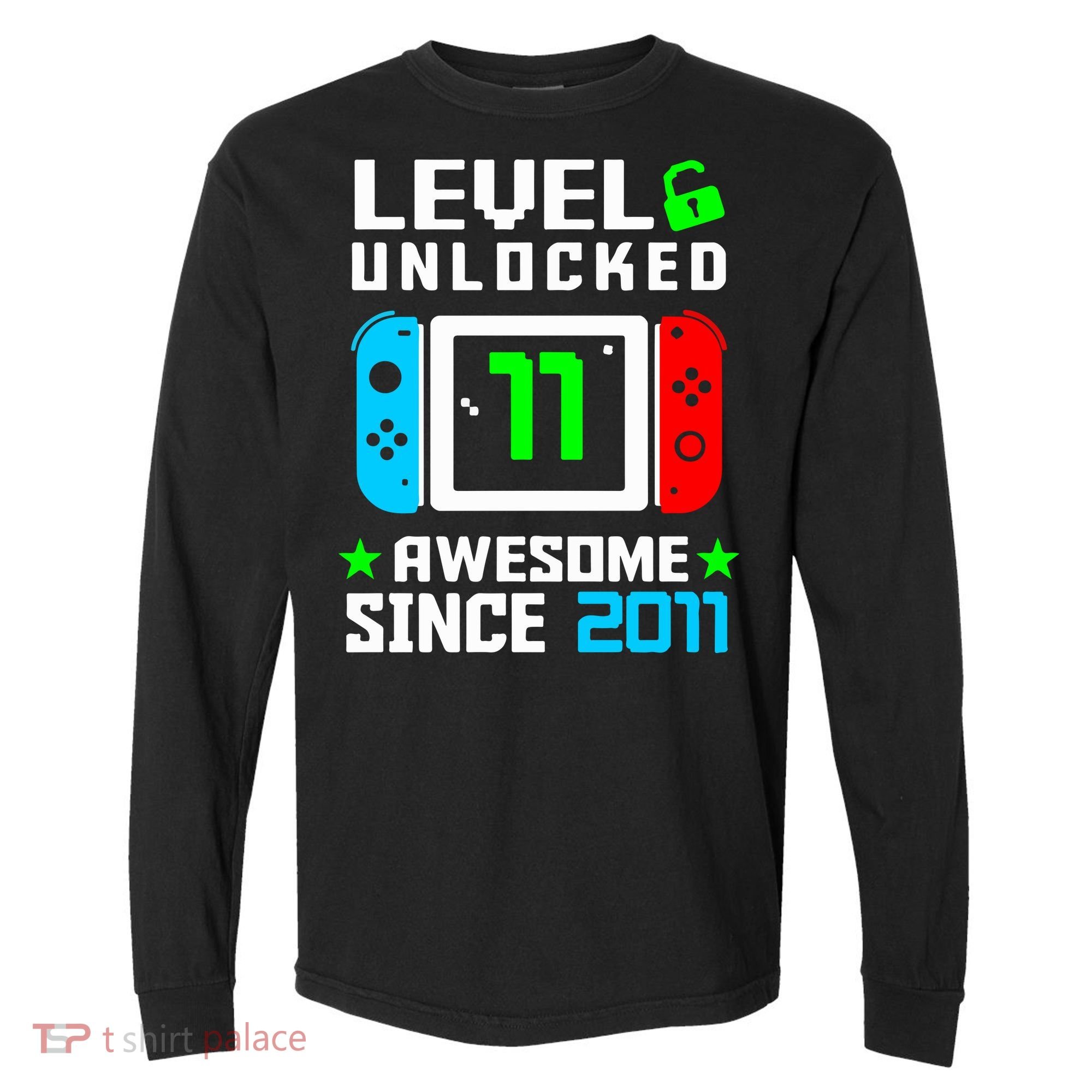 Video Game Level 11 Unlocked 11th Birthday Comfort Colors Heavyweight Long Sleeve T-Shirt