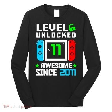 Video Game Level 11 Unlocked 11th Birthday Long Sleeve Shirt