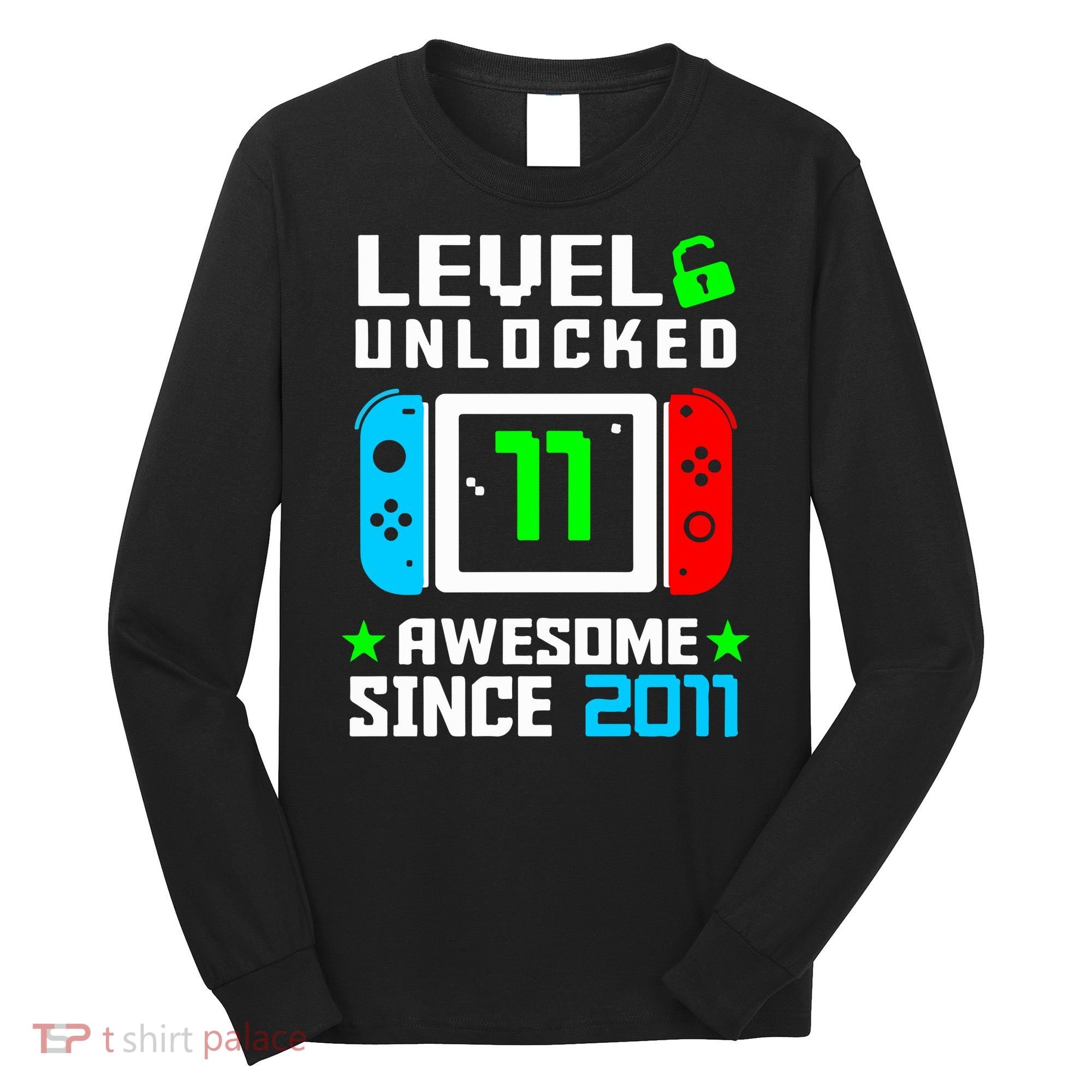 Video Game Level 11 Unlocked 11th Birthday Long Sleeve Shirt