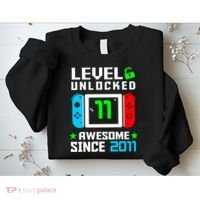Video Game Level 11 Unlocked 11th Birthday Sweatshirt thumb 2