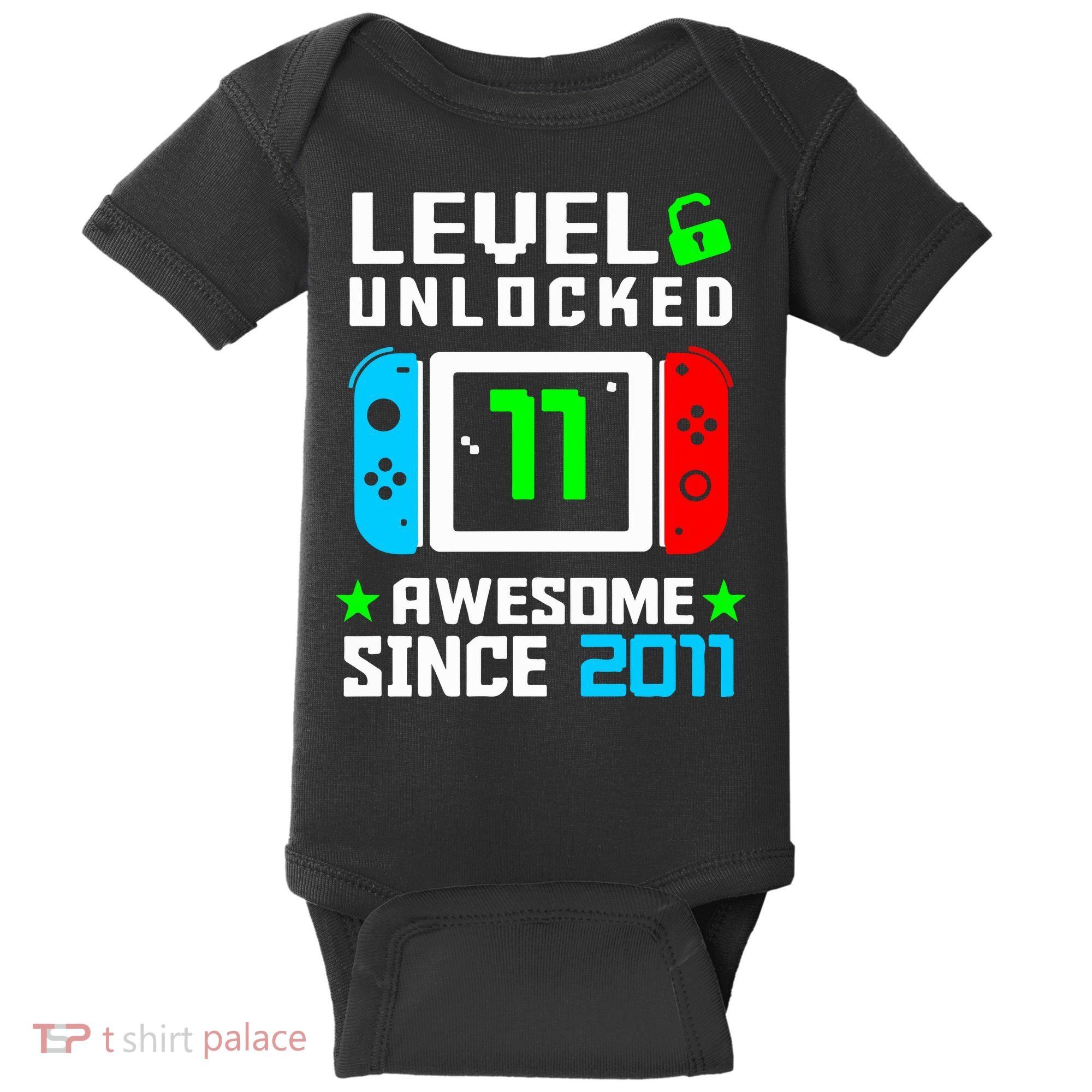 Video Game Level 11 Unlocked 11th Birthday Baby Bodysuit