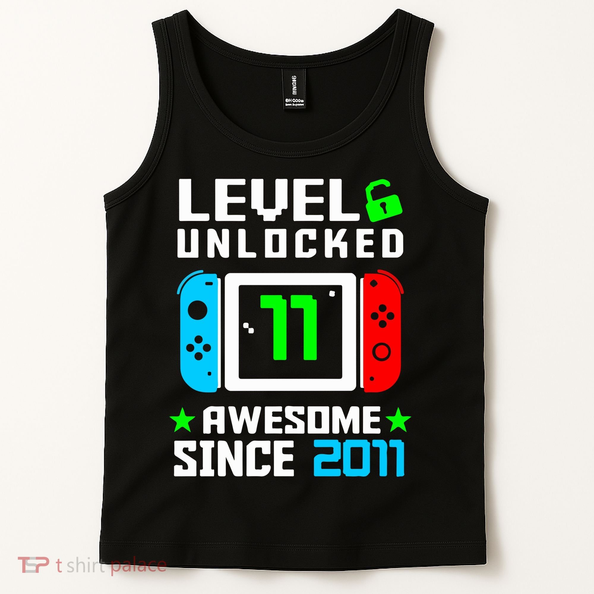 Video Game Level 11 Unlocked 11th Birthday Tank Top