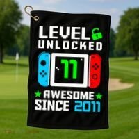 Video Game Level 11 Unlocked 11th Birthday Golf Towel thumb 1