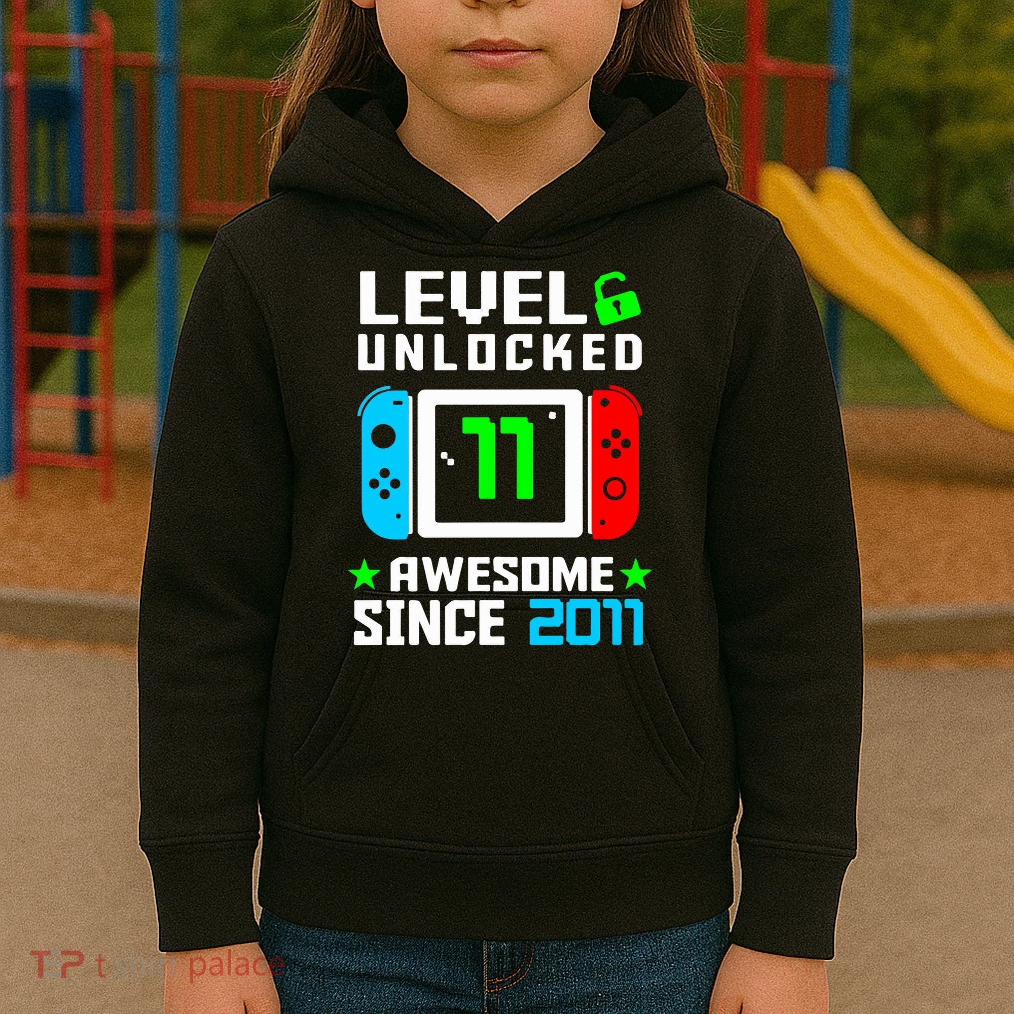 Video Game Level 11 Unlocked 11th Birthday Kids Hoodie