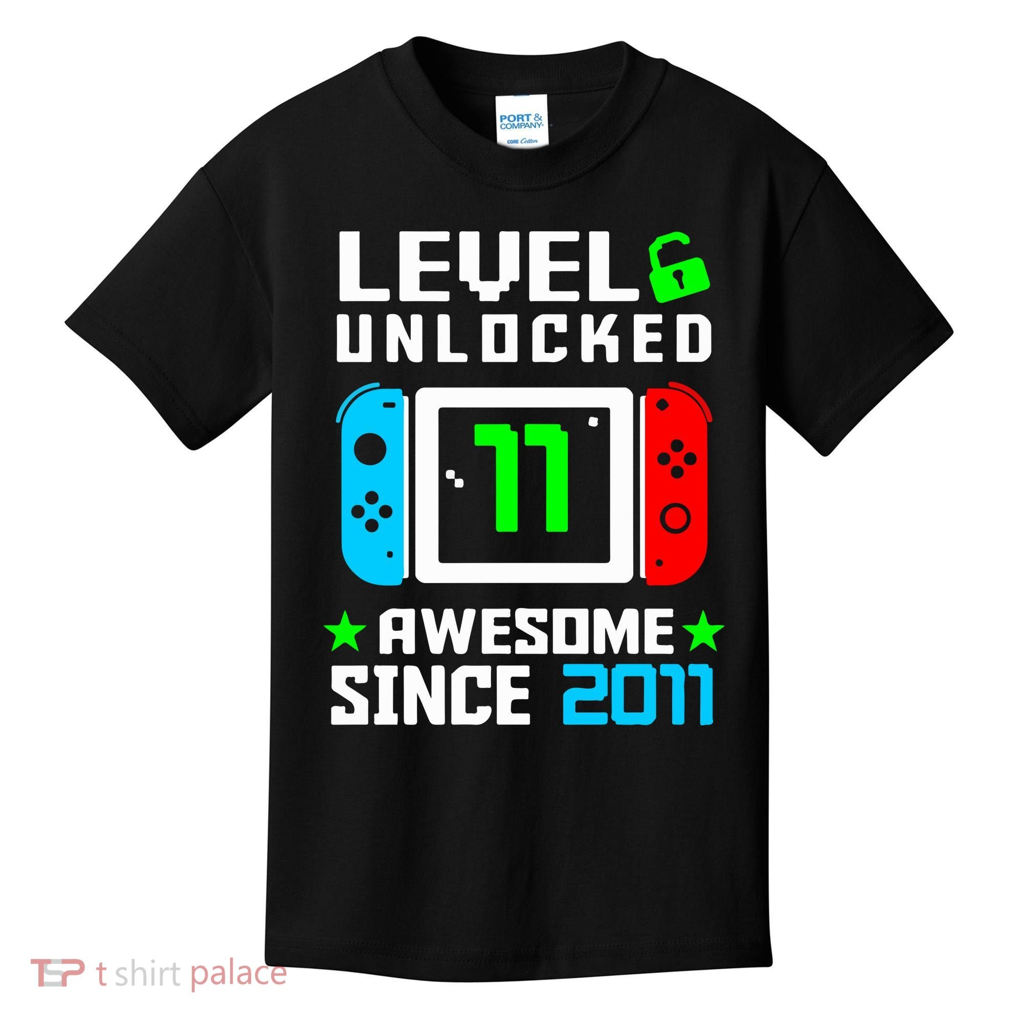 Video Game Level 11 Unlocked 11th Birthday Kids T-Shirt