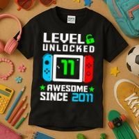 Video Game Level 11 Unlocked 11th Birthday Kids T-Shirt thumb 3