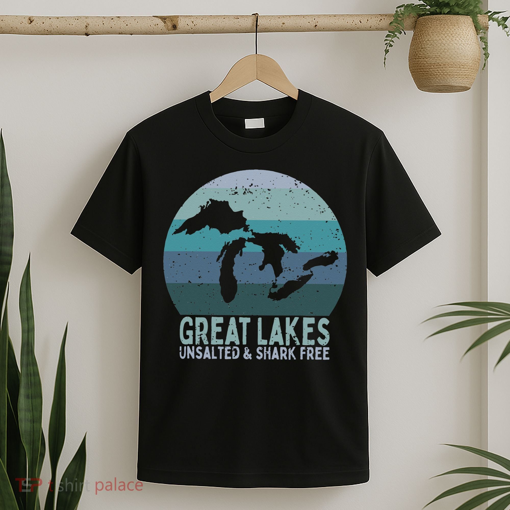 Vintage Great Lakes Unsalted and Shark Free Lake Life T-Shirt