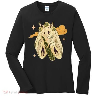 Vintage Goth Moth Insect Faecore Cottagecore Fairy Core Women's Long Sleeve Shirt