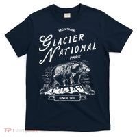 Vintage Glacier National Park Retro Bear Montana T-Shirt thumb 0