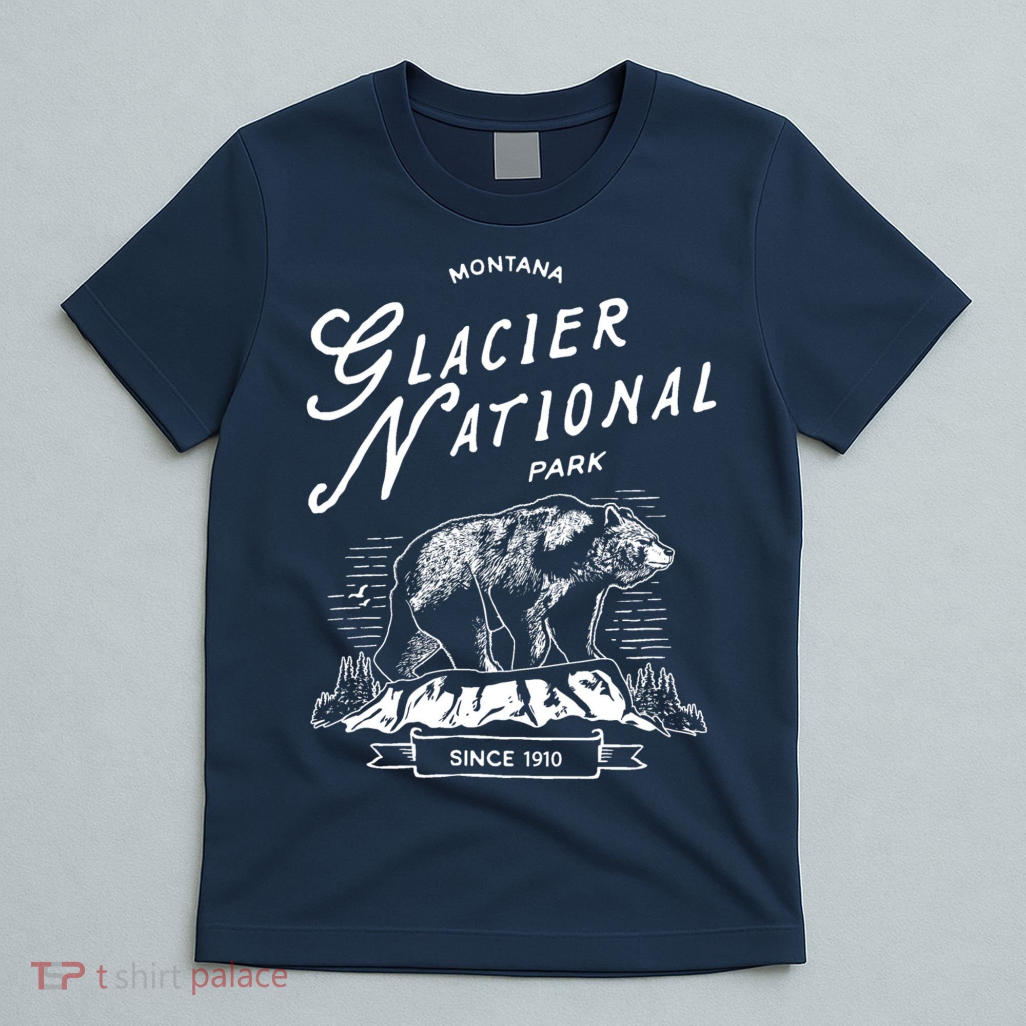 Vintage Glacier National Park Retro Bear Montana T-Shirt