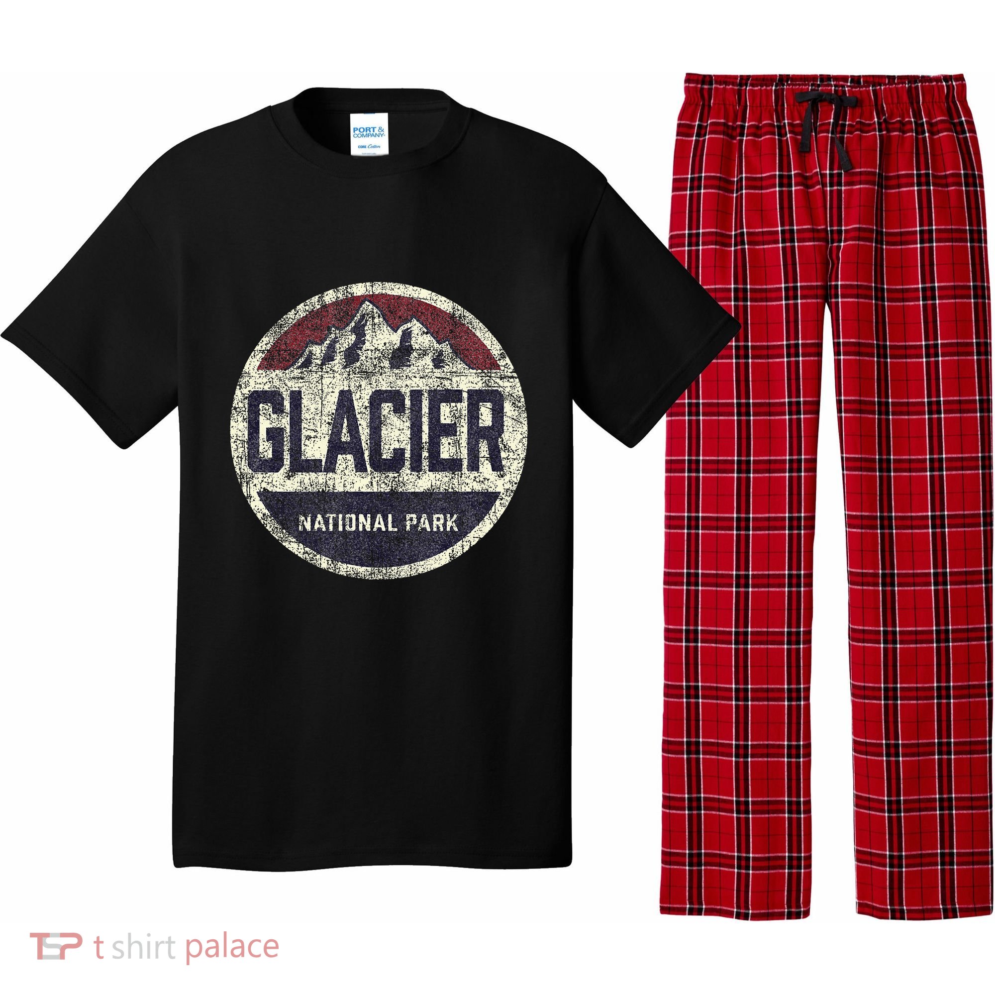 Vintage Glacier National Park Retro Mountain Souvenir Pajama Set