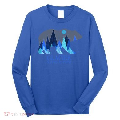 Vintage Glacier National Park Grizzly Bear Cool Gift Long Sleeve Shirt