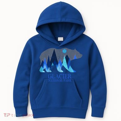 Vintage Glacier National Park Grizzly Bear Cool Gift Kids Hoodie