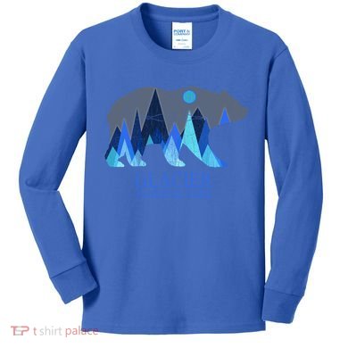 Vintage Glacier National Park Grizzly Bear Cool Gift Kids Long Sleeve Shirt