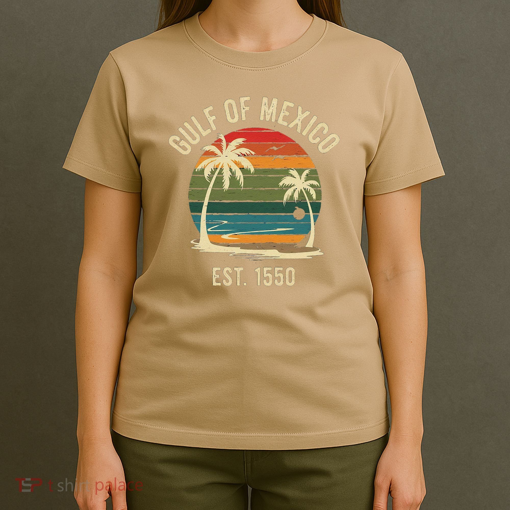 Vintage Gulf Of Mexico Est 1550 Sunset Beach T-Shirt