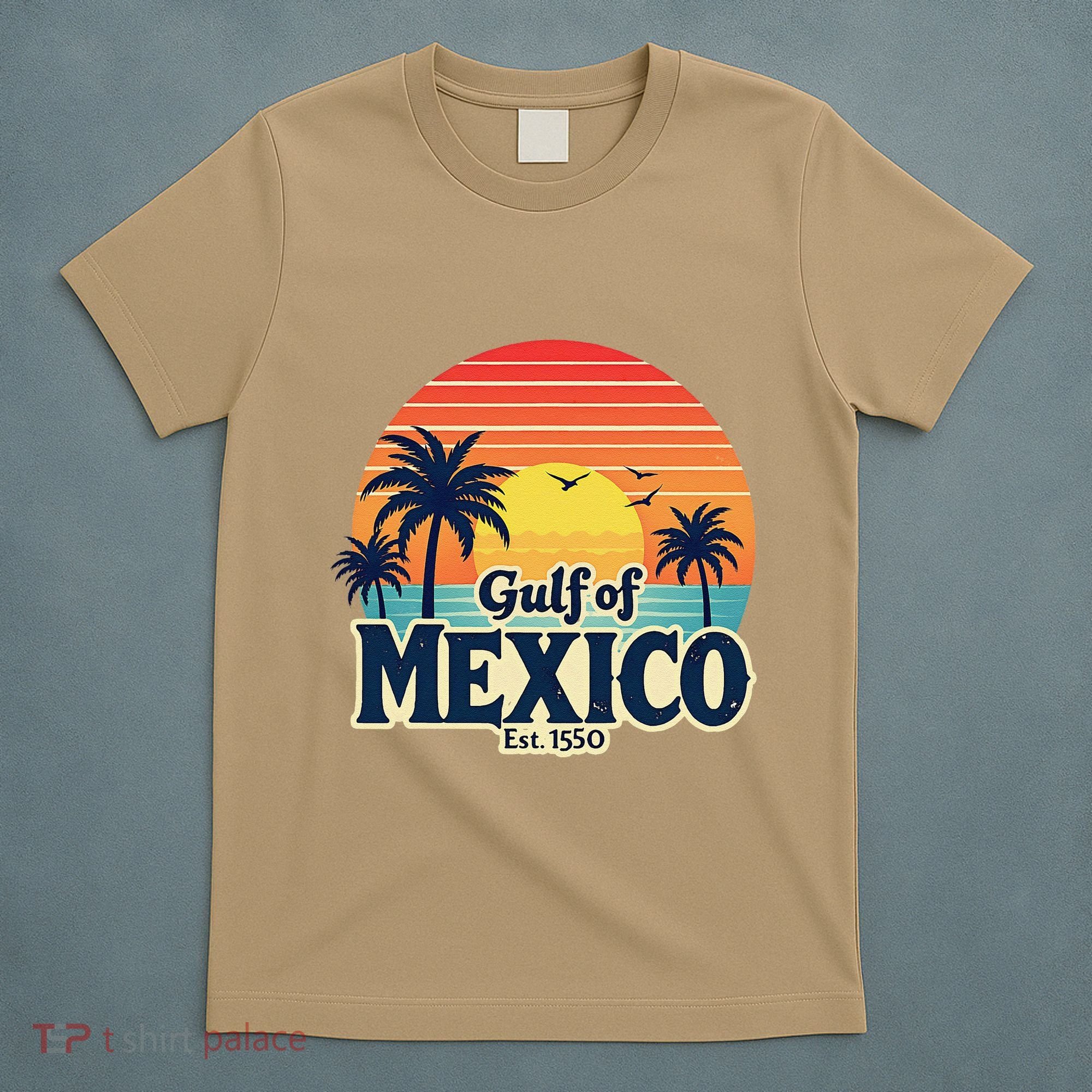Vintage Gulf Of Mexico Sunset Beach Palm Trees Retro T-Shirt