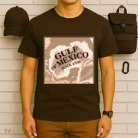 Vintage Gulf Of Mexico Since 1550 Map T-Shirt thumb 6