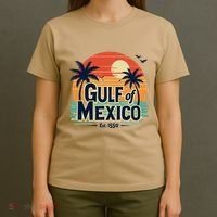 Vintage Gulf Of Mexico Palm Trees Ocean Sunset Coastal Retro T-Shirt thumb 4