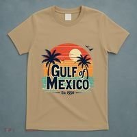 Vintage Gulf Of Mexico Palm Trees Ocean Sunset Coastal Retro T-Shirt thumb 5