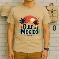 Vintage Gulf Of Mexico Palm Trees Ocean Sunset Coastal Retro T-Shirt thumb 6