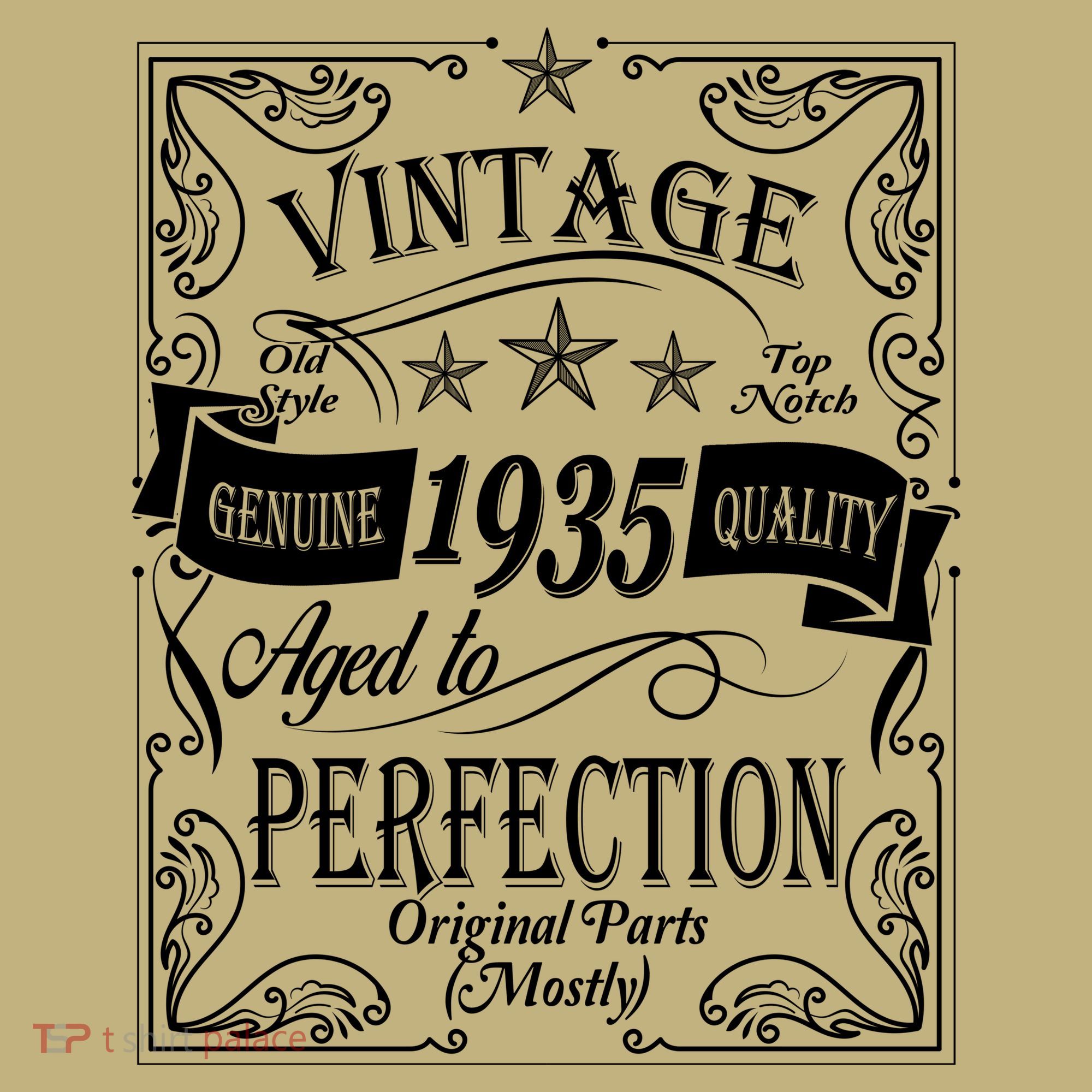 Vintage Genuine Quality 1935 Original Parts Mostly 90th Birthday T-Shirt