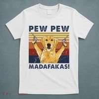 Vintage Golden Retriever Dog Pew Pew Madafakas Dogs Lovers T-Shirt thumb 5