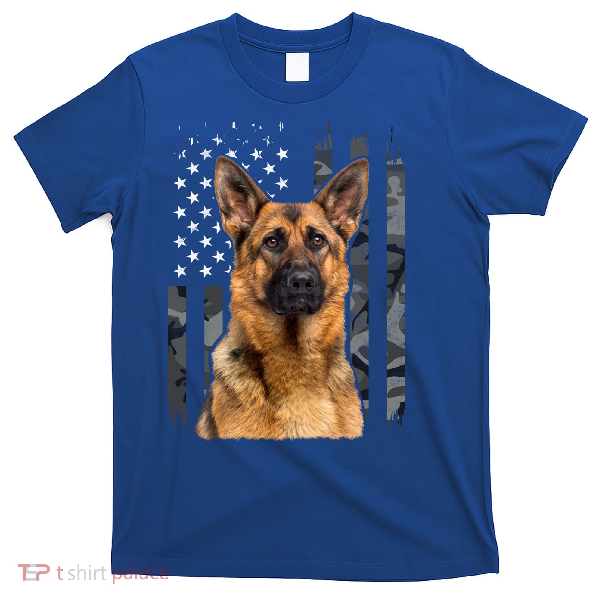 Vintage German Shepherd Dog Camo American Flag Patriotic Gift T-Shirt