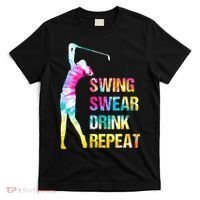 Vintage Golf Swing Swear Drink Repeat Funny T-Shirt thumb 0