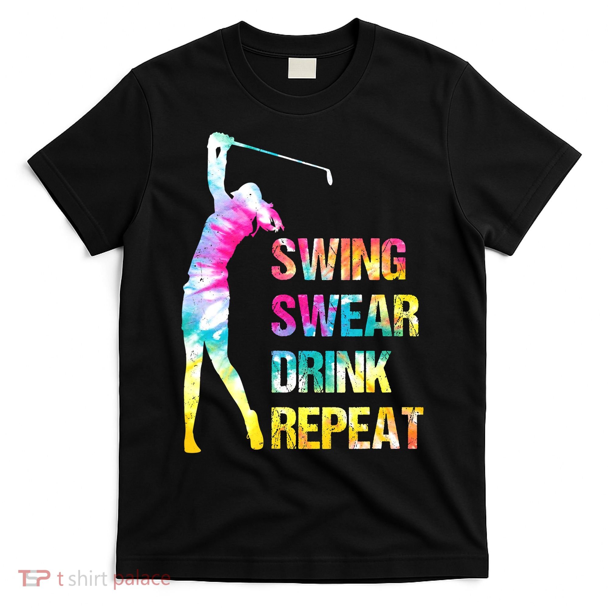 Vintage Golf Swing Swear Drink Repeat Funny T-Shirt