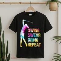 Vintage Golf Swing Swear Drink Repeat Funny T-Shirt thumb 2