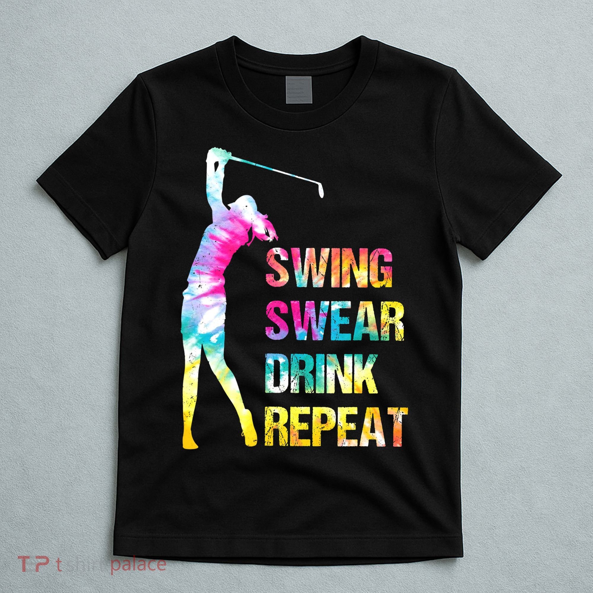 Vintage Golf Swing Swear Drink Repeat Funny T-Shirt
