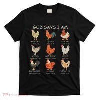 Vintage God Says I Am Bible Verse Christian Farm Chickens Re T-Shirt thumb 0
