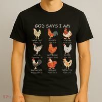 Vintage God Says I Am Bible Verse Christian Farm Chickens Re T-Shirt thumb 3