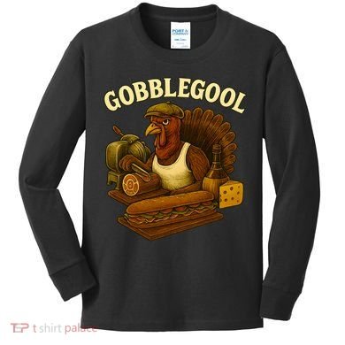 Vintage Gobblegool Turkey Thanksgiving Kids Long Sleeve Shirt